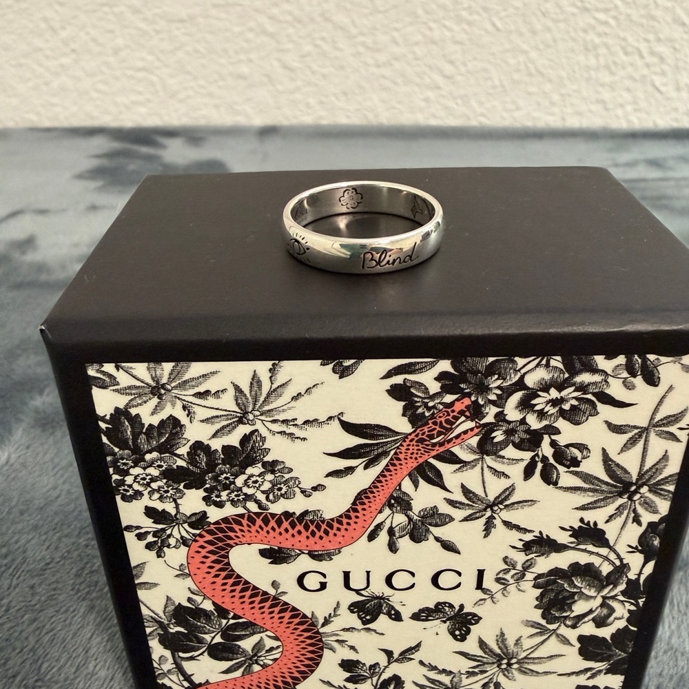 Brand New Gucci Blind for Love Sterling Silver 925 Ring Size 23 (US 10.25) - Picture 5 of 12